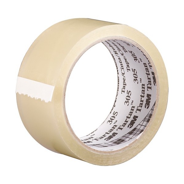 3M Tartan™ 305 Box Sealing Tape, Acrylic Adhesive, 1.6 mil, 48 mm (2") x 100 m (328')