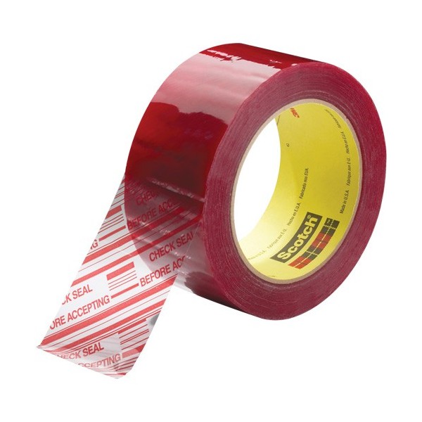 3M Scotch Security Message Box Sealing Tape, Acrylic Adhesive, 1.8 mils, 48 mm (2") x 914 m (2998')