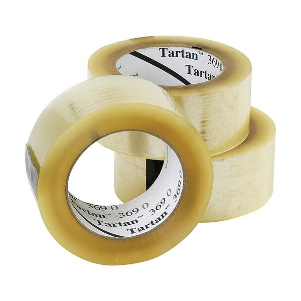3M Tartan™ 369 Box Sealing Tape, Acrylic Adhesive, 1.6 mils, 48 mm (1-22/25") x 132 m (432')