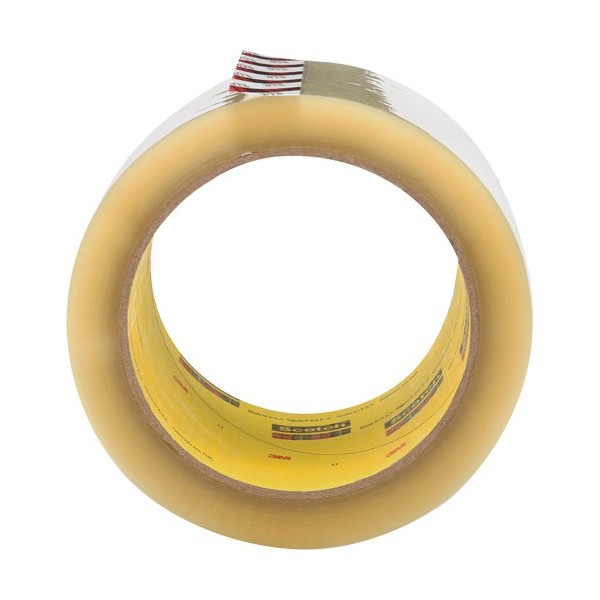3M Scotch Box Sealing Tape, Hot Melt Adhesive, 2.5 mils, 72 mm (3") x 50 m (164')