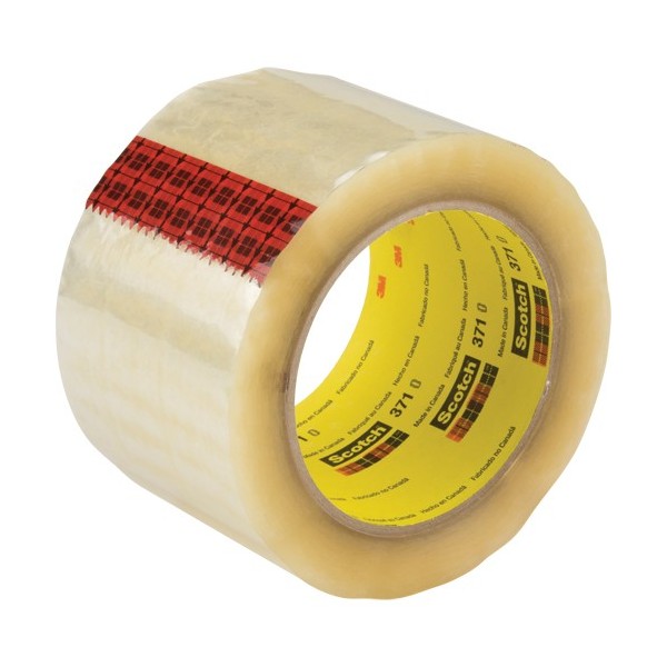 3M Scotch Box Sealing Tape, Hot Melt Adhesive, 1.9 mils, 36 mm (1-1/2") x 914 m (2998')