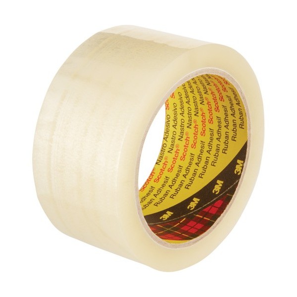 3M Scotch Box Sealing Tape, Hot Melt Adhesive, 1.9 mils, 48 mm (2") x 100 m (328')