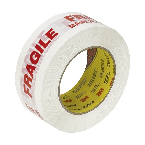 3M Scotch 3771 Box Sealing Tape with Message, Hot Melt Adhesive, 2 mils, 48 mm (1-22/25") x 100 m (328')
