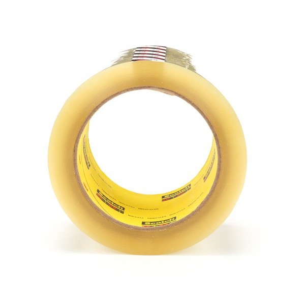 3M Scotch Box Sealing Tape, Hot Melt Adhesive, 3.1 mils, 72 mm (3") x 50 m (164')