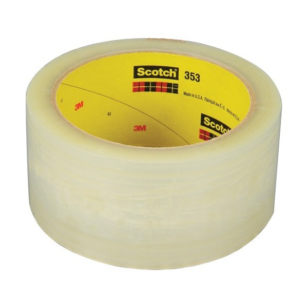 3M Scotch Box Sealing Tape, Acrylic Adhesive, 1.9 mils, 48 mm (2") x 50 m (164')