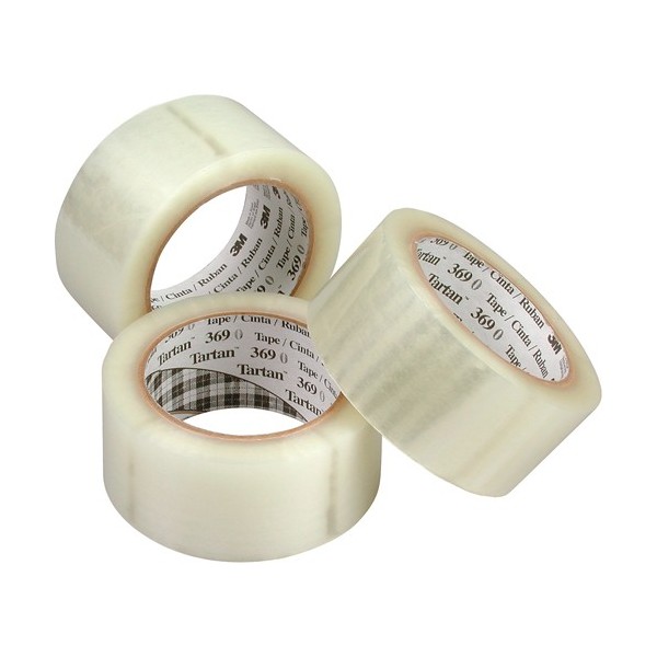 3M Tartan™ 369 Box Sealing Tape, Acrylic Adhesive, 1.6 mils, 48 mm (1-22/25") x 100 m (328')
