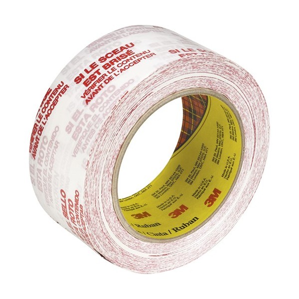 3M Scotch 3771 Box Sealing Tape with Message, Hot Melt Adhesive, 2 mils, 48 mm (1-22/25") x 100 m (328')