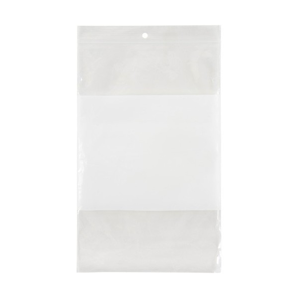 Shipping²Go White Block Poly Bags, Reclosable, 9" x 6", 2 mils, Pack of 100