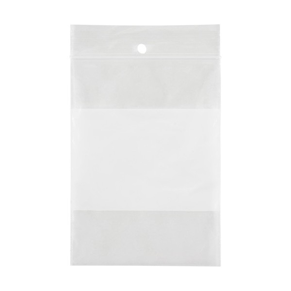 Shipping²Go White Block Poly Bags, Reclosable, 4" x 3", 2 mils, Pack of 100